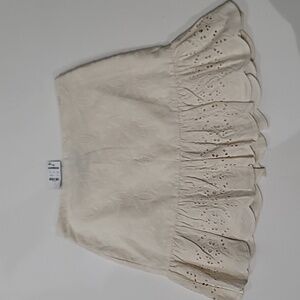 Express Cream A-Line Skirt with Eyelet Hem